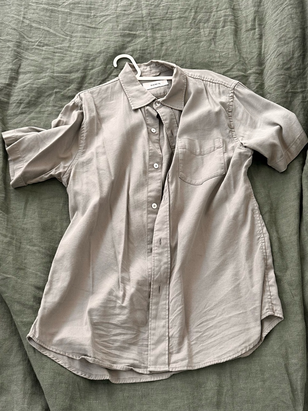 Buck Mason Khaki Green Short-Sleeve Button Shirt